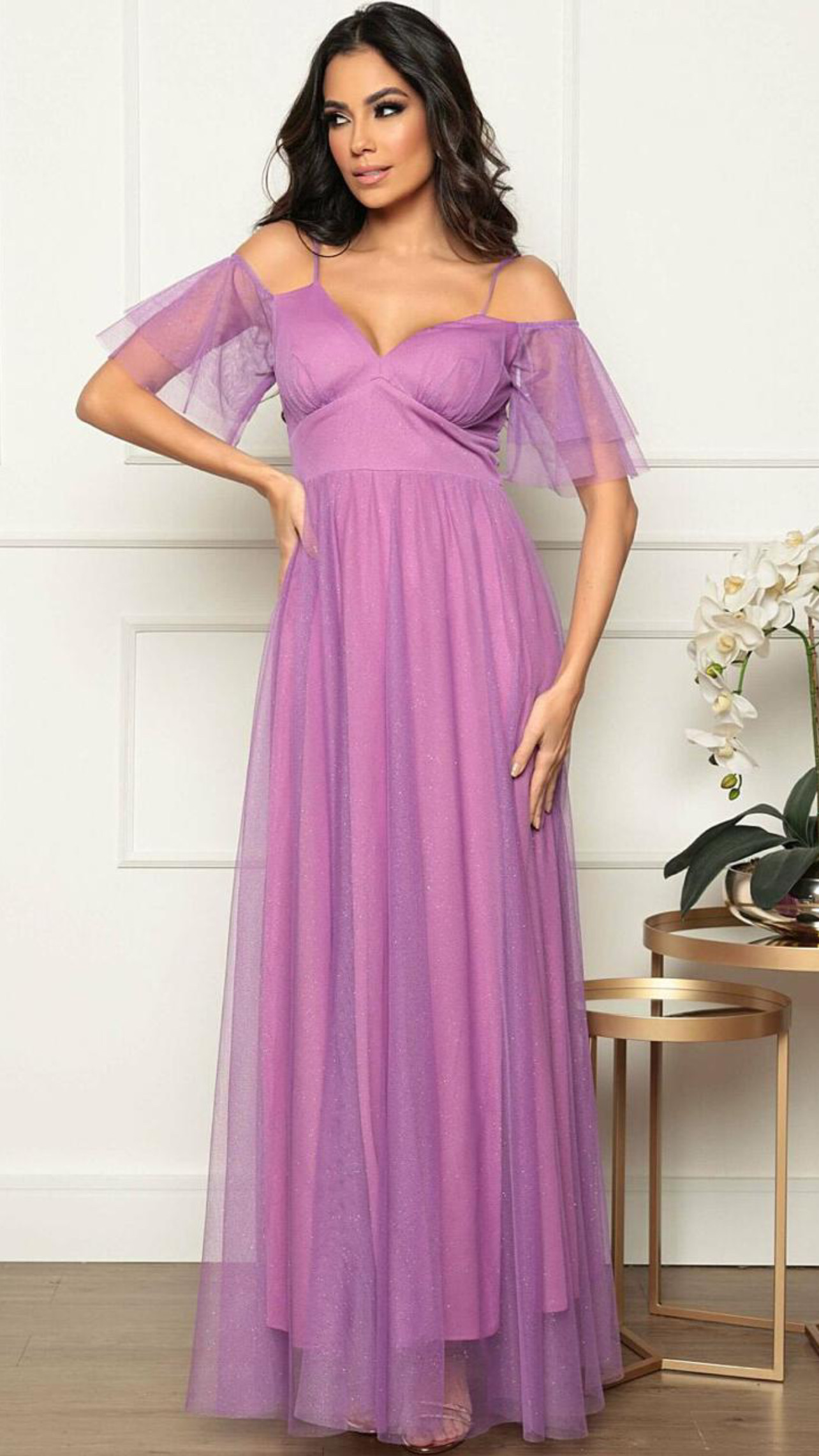 Vestido tule mangas 