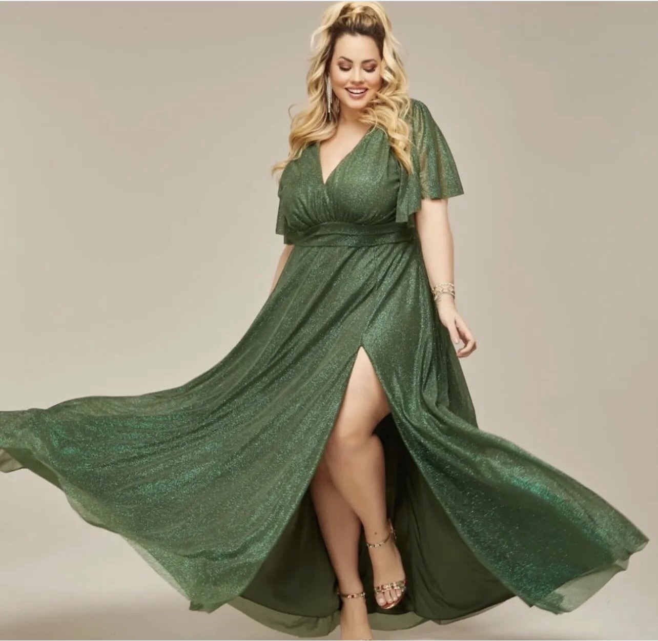 Vestido Jo mangas em tule e brilho G
