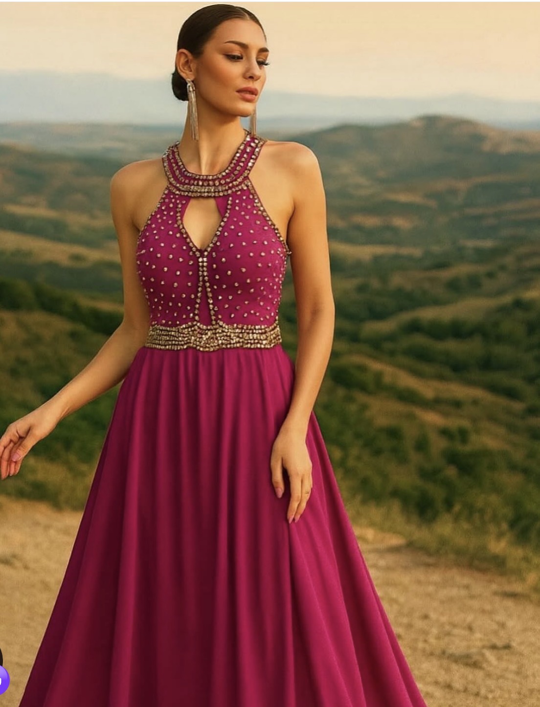 Vestido pedraria feito a mão 