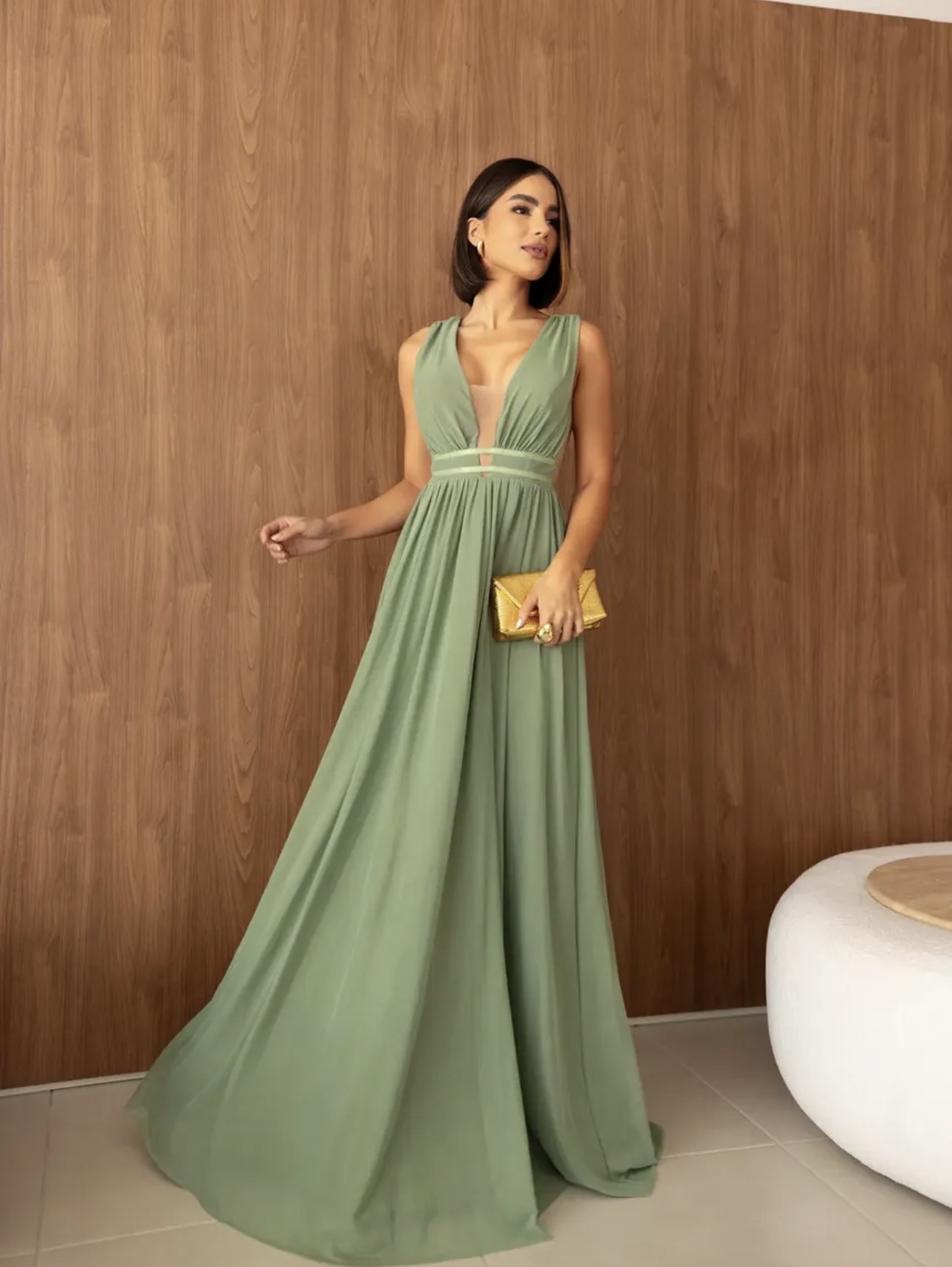 Vestido em v 