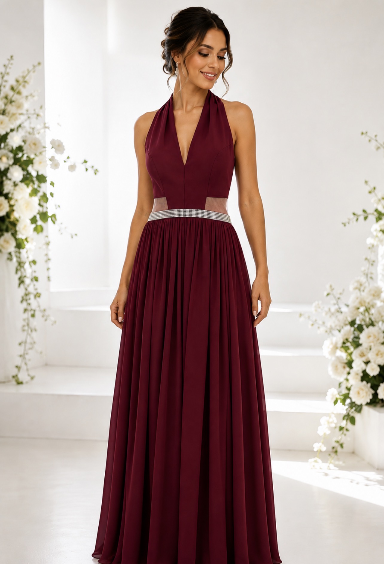 Vestido Longo Marsala Frente Única – Seminovo