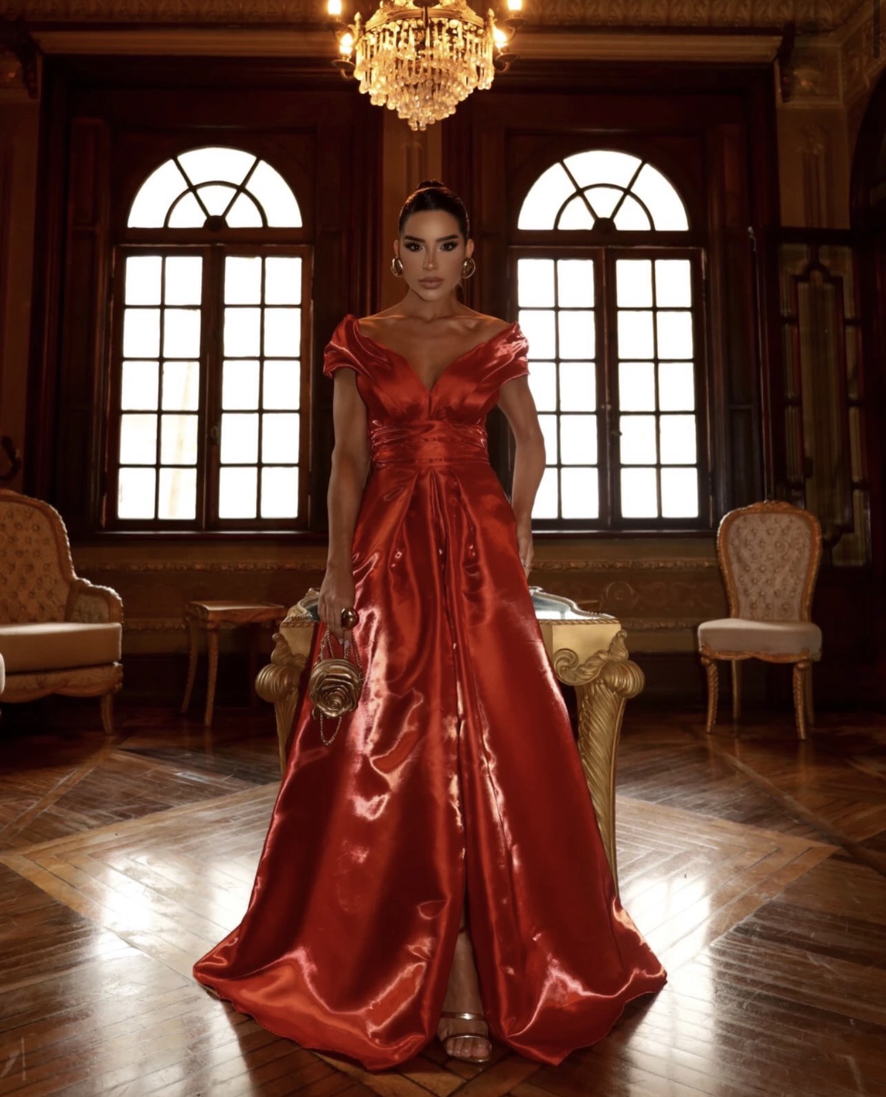 Vestido Longo Terracota Acetinado P 