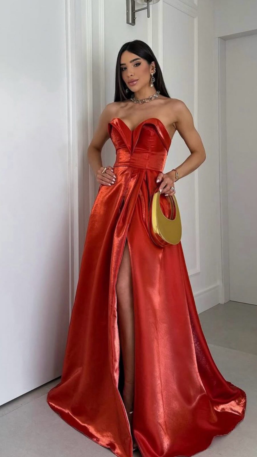 Vestido Longo Terracota com Fenda P 