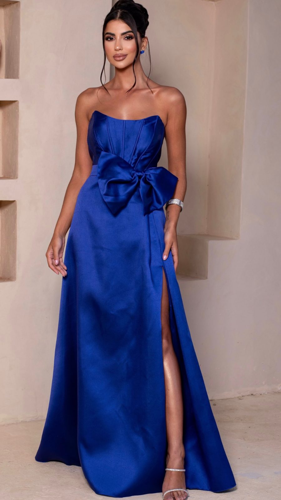 Vestido Longo Azul Royal com  G 