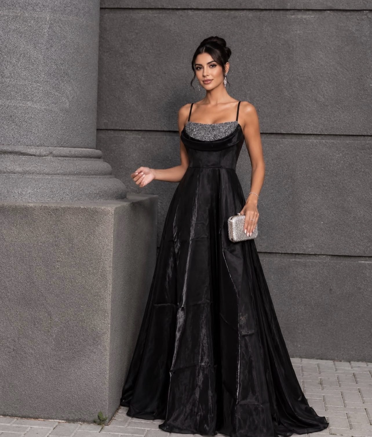 Vestido brilho em zibeline glow 