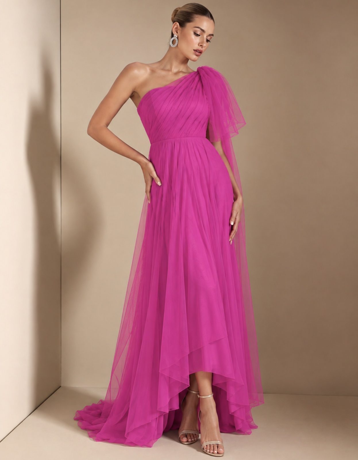 Vestido tule Fuscia calda  