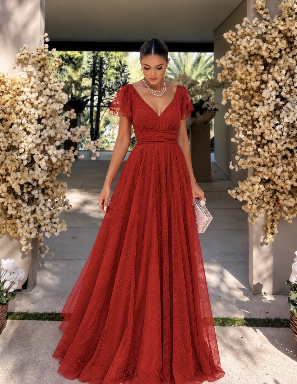 Vestido em póa tule 