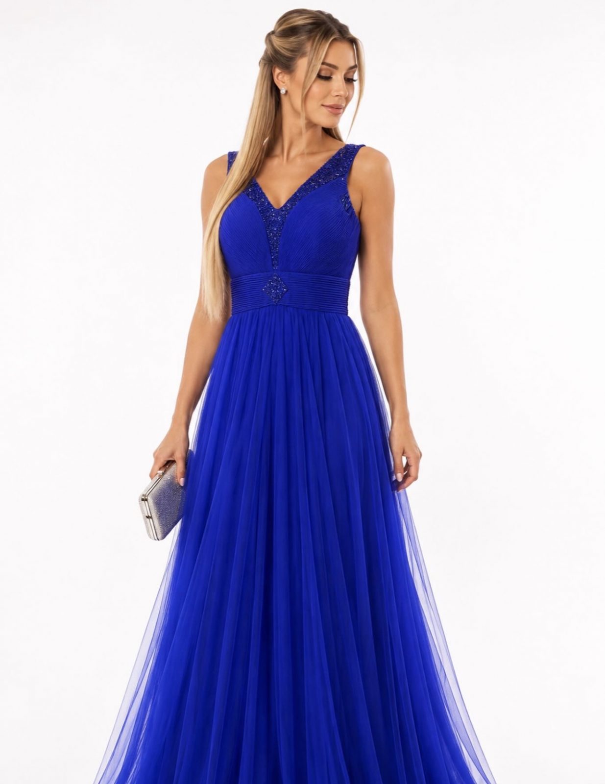 Vestido Longo Azul Royal em Tule M